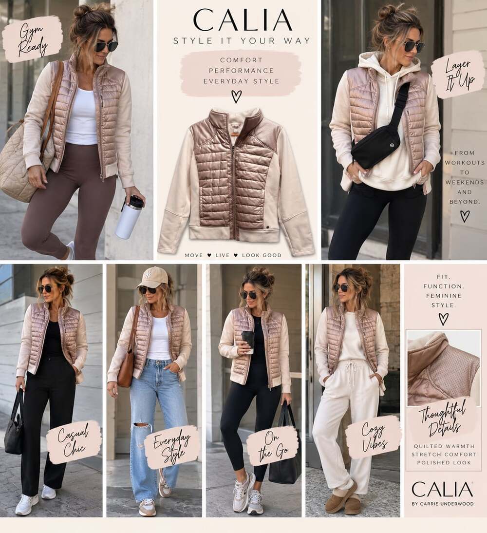 505 CALIA by Carrie Underwood Women's Moto Hybrid Hooded Jacket in Blush/Rose Go